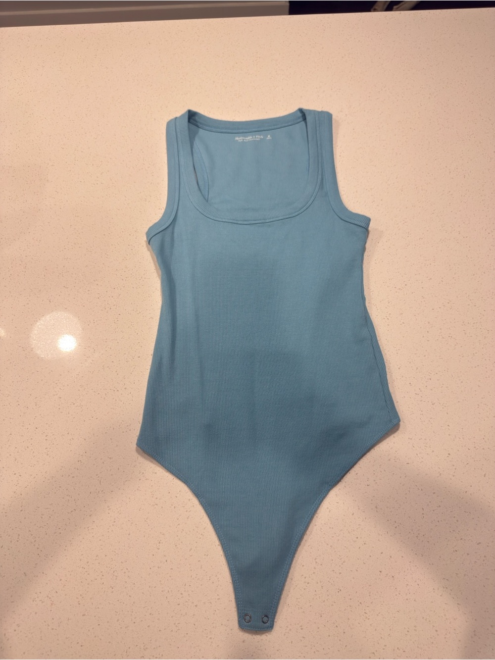 Abercrombie & Fitch Blue Ribbed Tank One-Piece Bodysuit